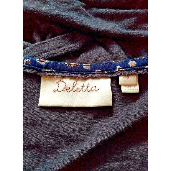 Anthropologie Deletta Top Gray Women Wide Sleeves Size Small V Neck - Picture 6 of 6